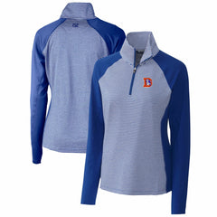 Denver Broncos Cutter & Buck Women's Throwback Logo Forge Tonal Stripe Stretch Half-Zip Pullover Top - Royal Pullover