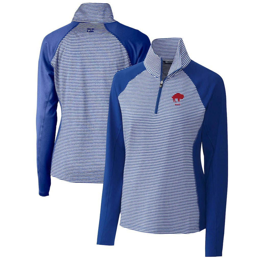 Buffalo Bills Cutter & Buck Women's Throwback Logo Forge Tonal Stripe Stretch Half-Zip Pullover Top - Royal Pullover