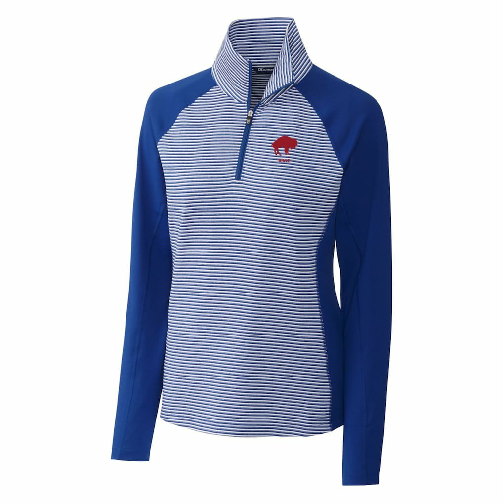 Buffalo Bills Cutter & Buck Women's Throwback Logo Forge Tonal Stripe Stretch Half-Zip Pullover Top - Royal Pullover