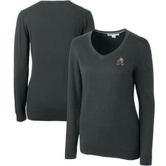 Cleveland Browns Cutter & Buck Women's Throwback Logo Lakemont Tri-Blend V-Neck Sweater - Heather Charcoal