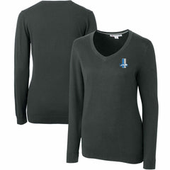 Detroit Lions Cutter & Buck Women's Throwback Logo Lakemont Tri-Blend V-Neck Sweater - Heather Charcoal