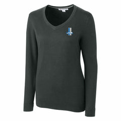 Detroit Lions Cutter & Buck Women's Throwback Logo Lakemont Tri-Blend V-Neck Sweater - Heather Charcoal
