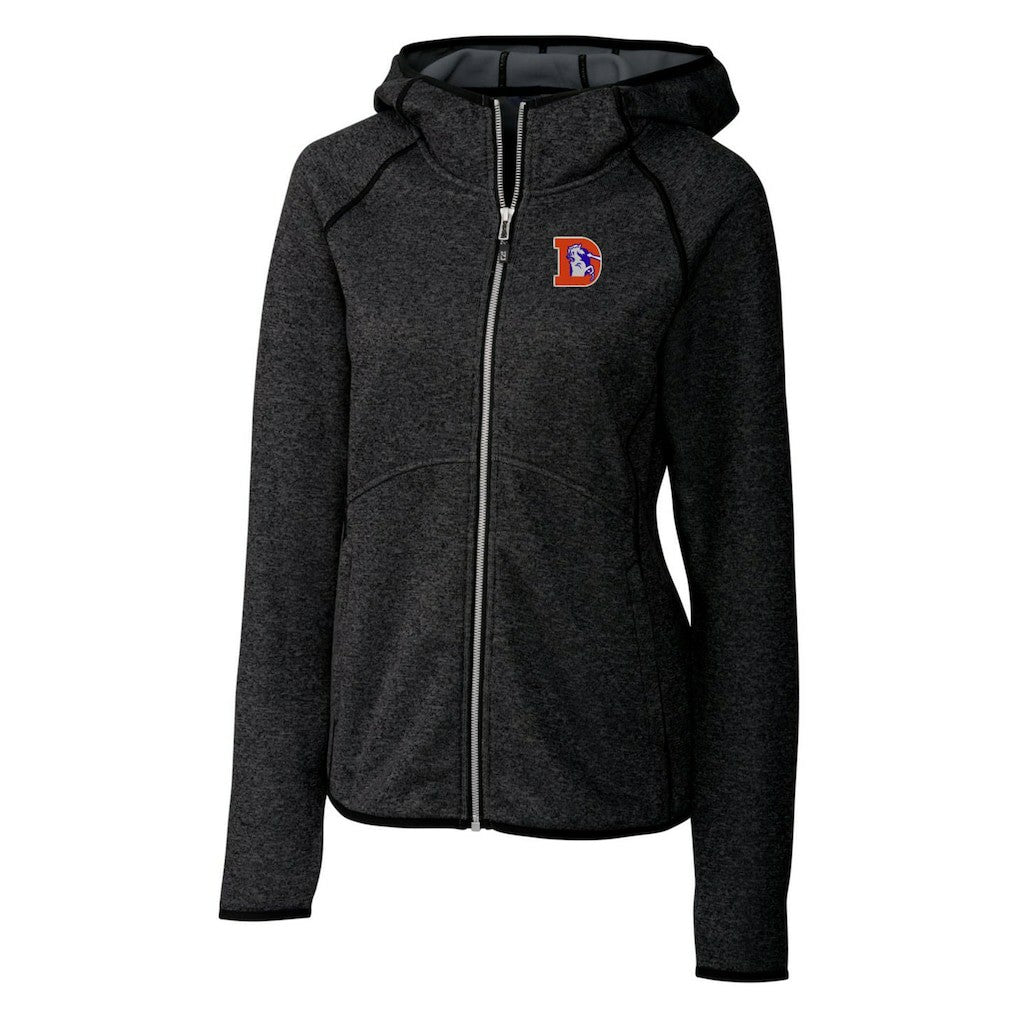 Denver Broncos Cutter & Buck Women's Throwback Logo Mainsail Full-Zip Jacket - Heather Charcoal Jackets