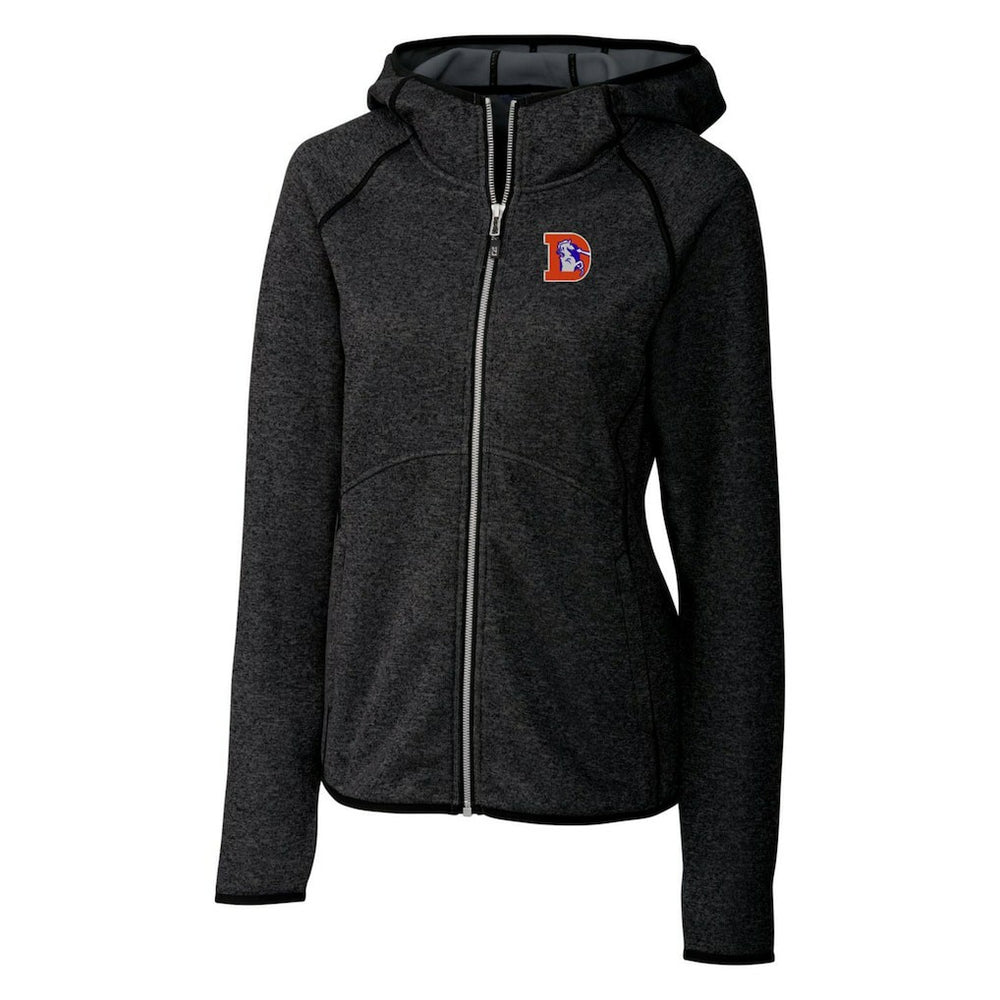 Denver Broncos Cutter & Buck Women's Throwback Logo Mainsail Full-Zip Jacket - Heather Charcoal Jackets
