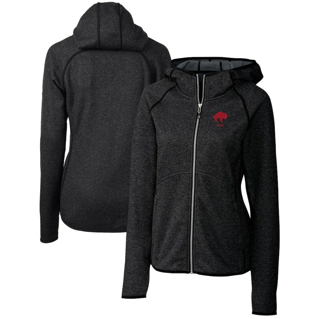 Buffalo Bills Cutter & Buck Women's Throwback Logo Mainsail Full-Zip Jacket - Heather Charcoal Jackets