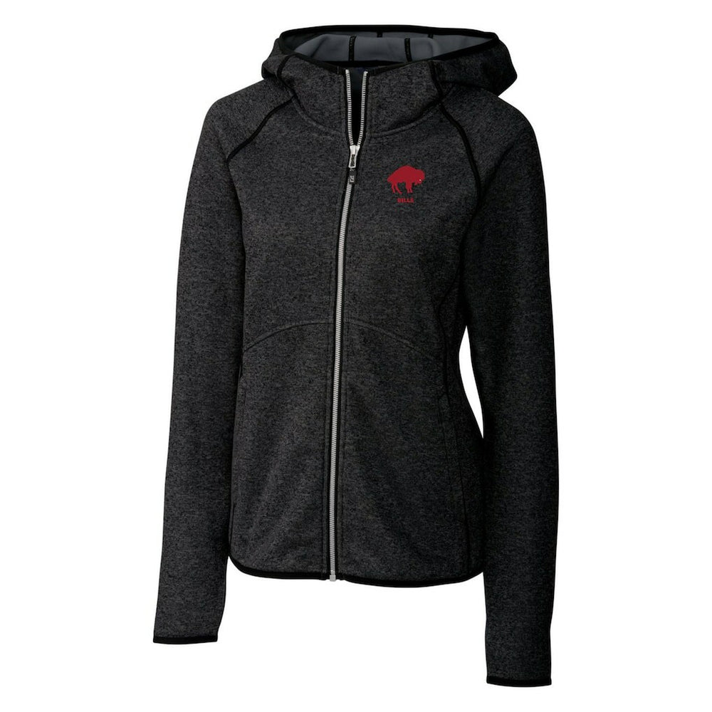 Buffalo Bills Cutter & Buck Women's Throwback Logo Mainsail Full-Zip Jacket - Heather Charcoal Jackets