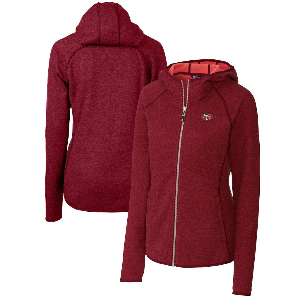 San Francisco 49ers Cutter & Buck Women's Throwback Logo Mainsail Full-Zip Jacket - Scarlet Jackets