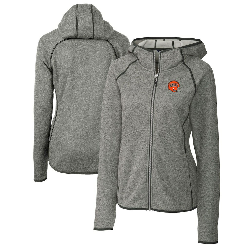 Cincinnati Bengals Cutter & Buck Women's Throwback Logo Mainsail Full-Zip Jacket - Heather Gray Jackets