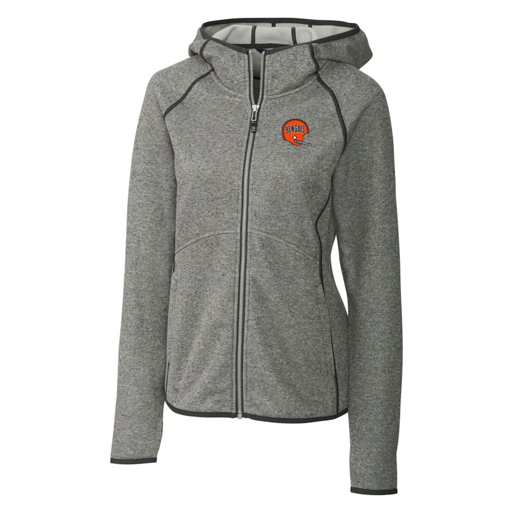 Cincinnati Bengals Cutter & Buck Women's Throwback Logo Mainsail Full-Zip Jacket - Heather Gray Jackets