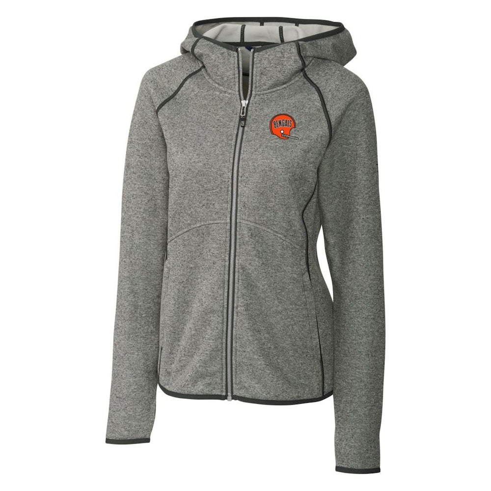 Cincinnati Bengals Cutter & Buck Women's Throwback Logo Mainsail Full-Zip Jacket - Heather Gray Jackets