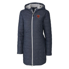 Chicago Bears Cutter & Buck Women's Throwback Logo Rainier Primaloft Eco Full-Zip Hoodie Long Coat - Heather Navy Hoodies