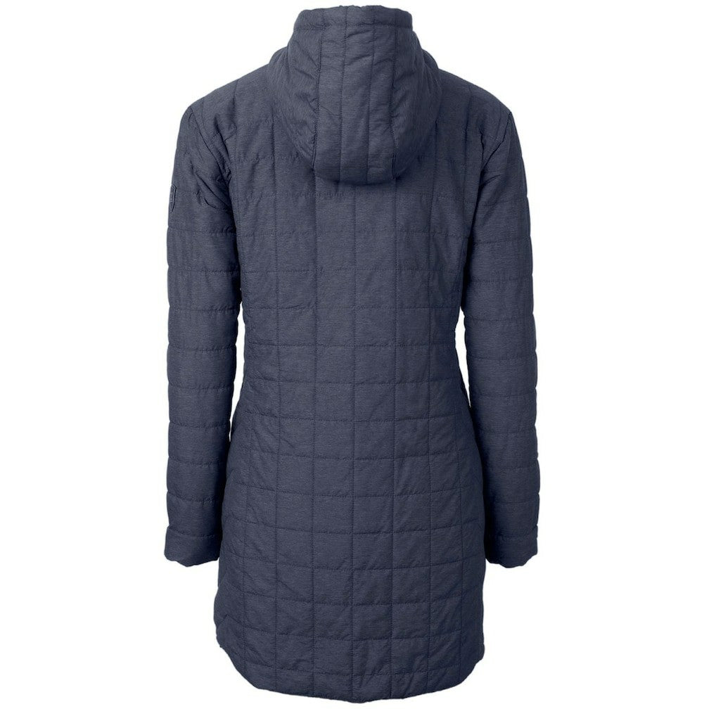 Chicago Bears Cutter & Buck Women's Throwback Logo Rainier Primaloft Eco Full-Zip Hoodie Long Coat - Heather Navy Hoodies