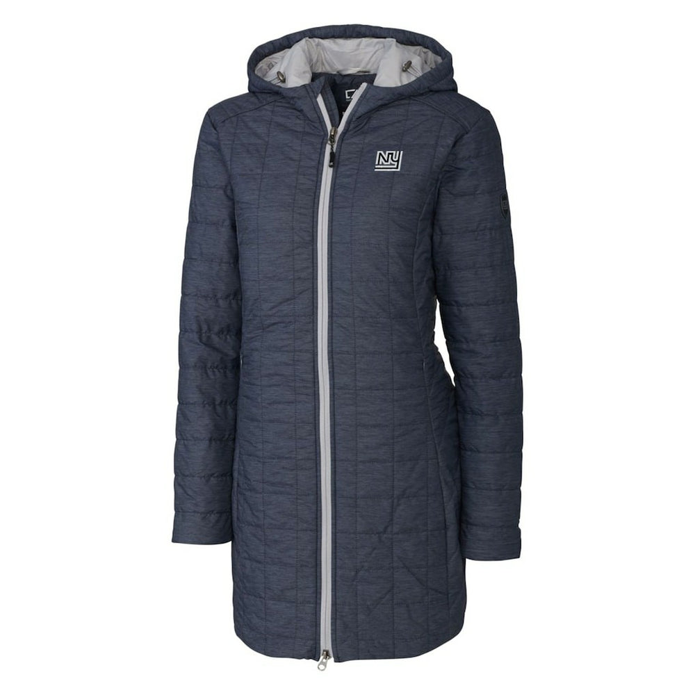 New York Giants Cutter & Buck Women's Throwback Logo Rainier Primaloft Eco Full-Zip Hoodie Long Coat - Heather Navy Hoodies