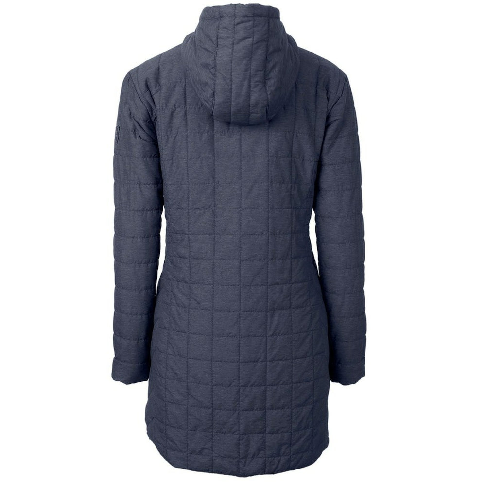 New York Giants Cutter & Buck Women's Throwback Logo Rainier Primaloft Eco Full-Zip Hoodie Long Coat - Heather Navy Hoodies