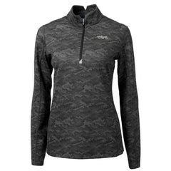 New York Jets Cutter & Buck Women's Throwback Logo Traverse Camo Quarter-Zip Pullover Top - Black Pullover