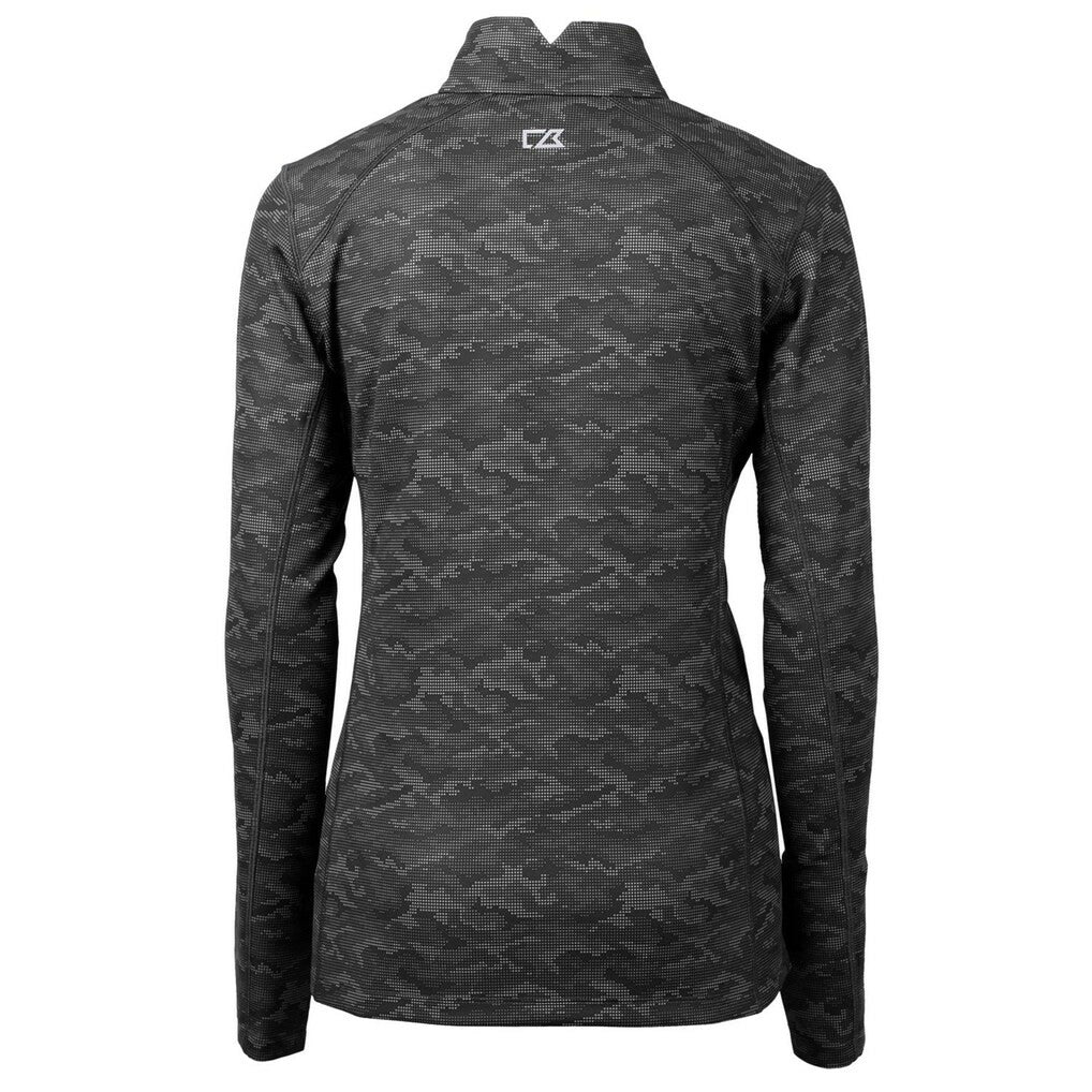 New York Jets Cutter & Buck Women's Throwback Logo Traverse Camo Quarter-Zip Pullover Top - Black Pullover