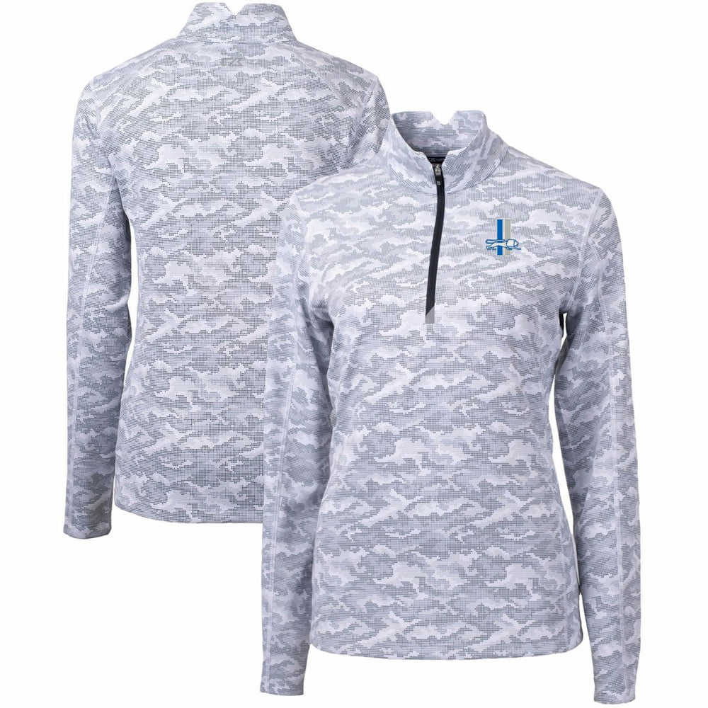 Detroit Lions Cutter & Buck Women's Throwback Logo Traverse Camo Quarter-Zip Pullover Top - Charcoal Pullover