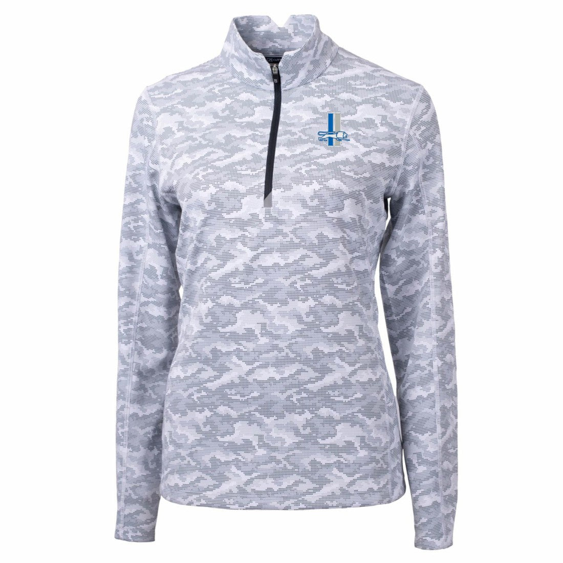 Detroit Lions Cutter & Buck Women's Throwback Logo Traverse Camo Quarter-Zip Pullover Top - Charcoal Pullover