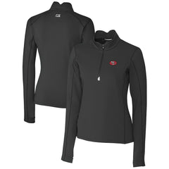 San Francisco 49ers Cutter & Buck Women's Throwback Logo Traverse Stretch Quarter-Zip Pullover Top - Black Pullover