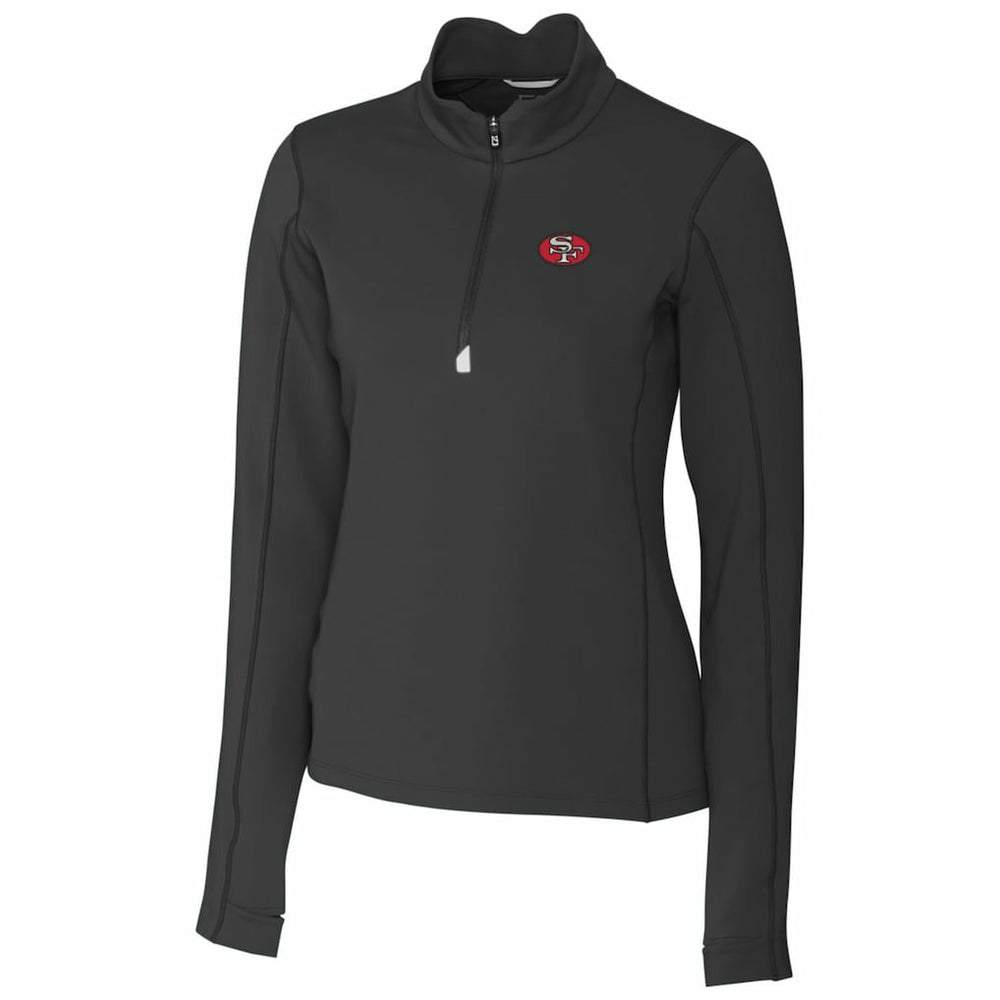 San Francisco 49ers Cutter & Buck Women's Throwback Logo Traverse Stretch Quarter-Zip Pullover Top - Black Pullover