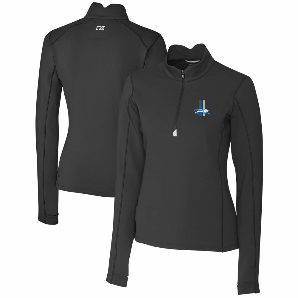 Detroit Lions Cutter & Buck Women's Throwback Logo Traverse Stretch Quarter-Zip Pullover Top - Black Pullover