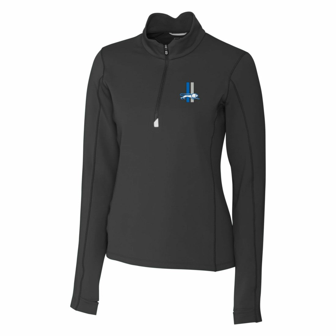 Detroit Lions Cutter & Buck Women's Throwback Logo Traverse Stretch Quarter-Zip Pullover Top - Black Pullover