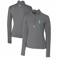 Detroit Lions Cutter & Buck Women's Throwback Logo Traverse Stretch Quarter-Zip Pullover Top - Steel Pullover