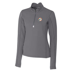 Miami Dolphins Cutter & Buck Women's Throwback Logo Traverse Stretch Quarter-Zip Pullover Top - Steel Pullover
