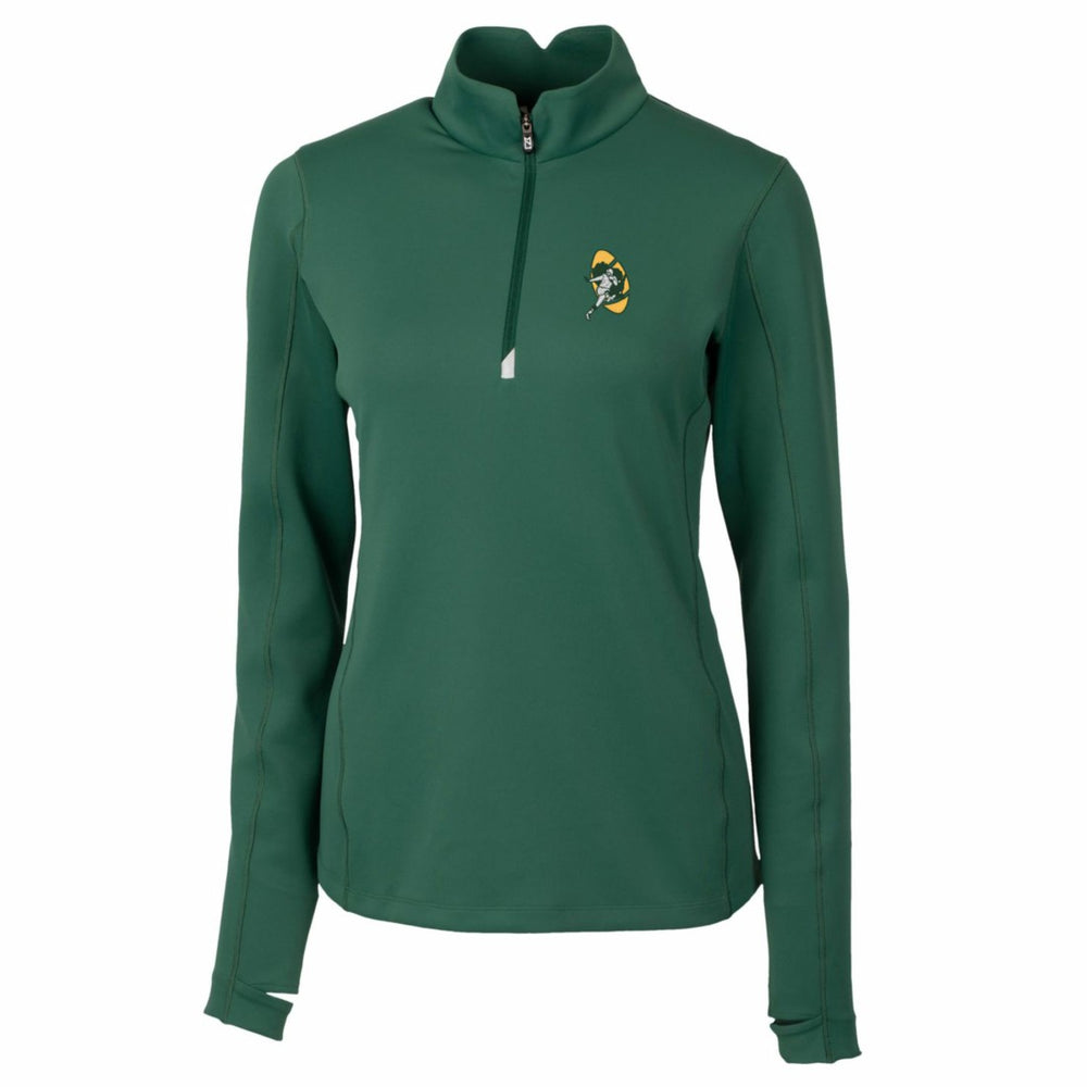 Green Bay Packers Cutter & Buck Women's Throwback Logo Traverse Stretch Quarter-Zip Pullover Top - Green Pullover