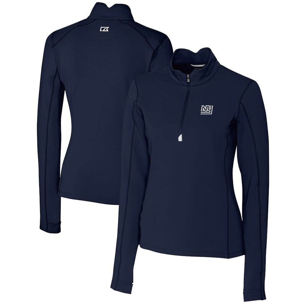 New York Giants Cutter & Buck Women's Throwback Logo Traverse Stretch Quarter-Zip Pullover Top - Navy Pullover