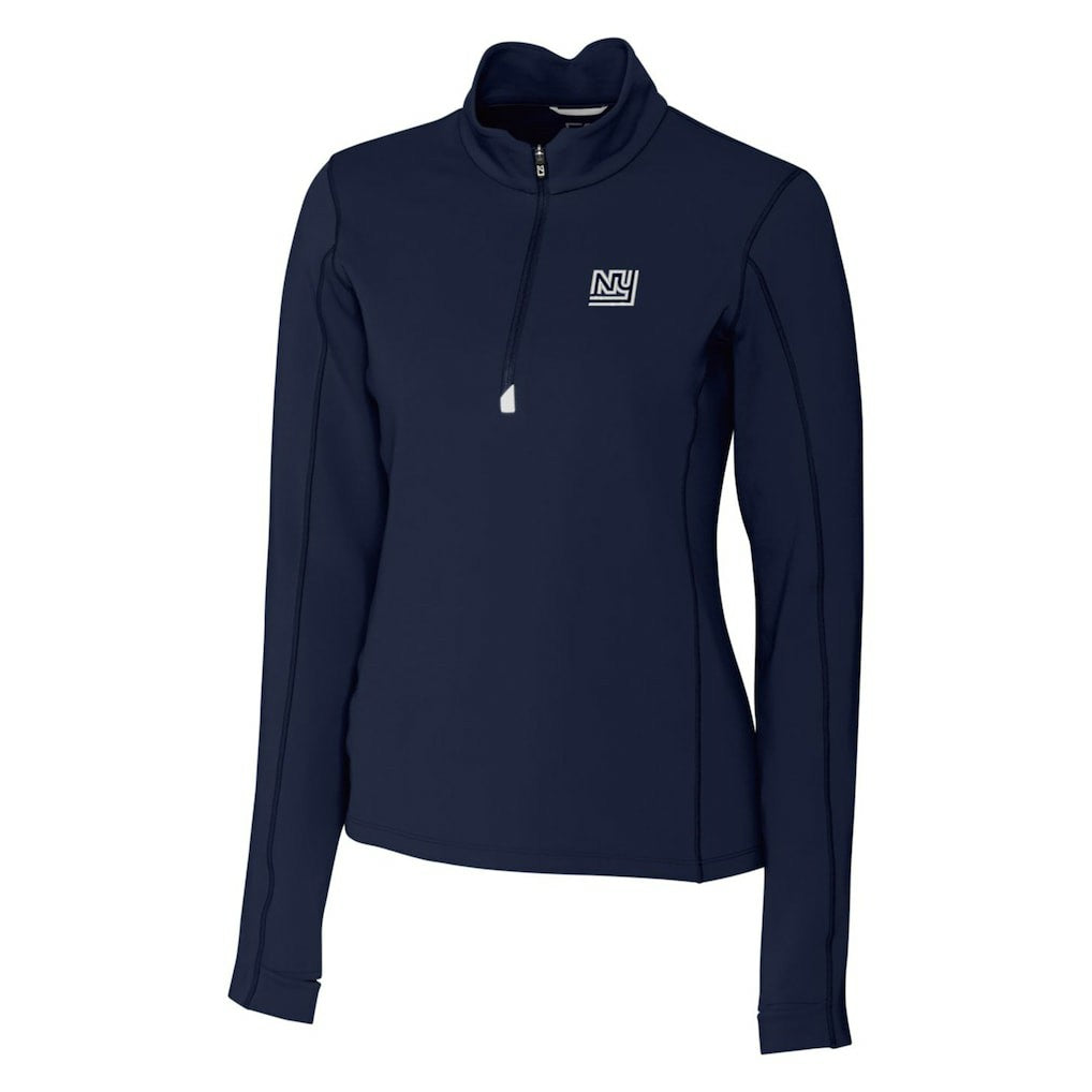 New York Giants Cutter & Buck Women's Throwback Logo Traverse Stretch Quarter-Zip Pullover Top - Navy Pullover