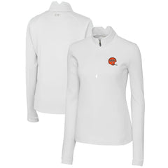 Cincinnati Bengals Cutter & Buck Women's Throwback Logo Traverse Stretch Quarter-Zip Pullover Top - White Pullover