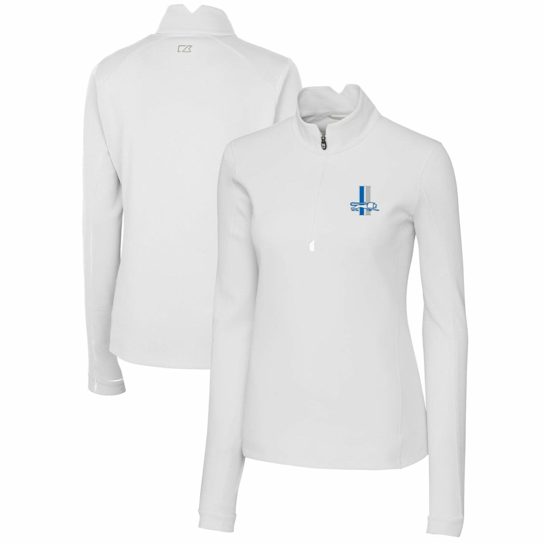 Detroit Lions Cutter & Buck Women's Throwback Logo Traverse Stretch Quarter-Zip Pullover Top - White Pullover