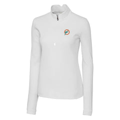 Miami Dolphins Cutter & Buck Women's Throwback Logo Traverse Stretch Quarter-Zip Pullover Top - White Pullover