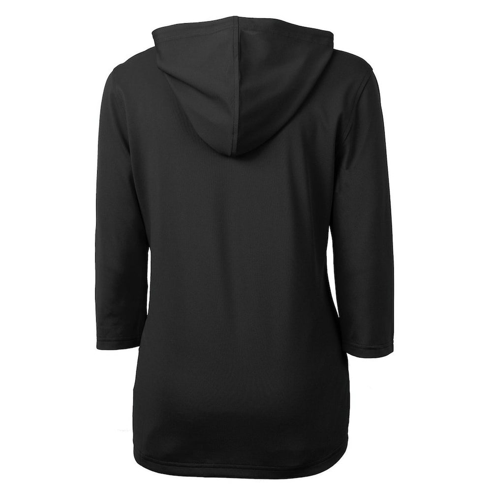 New York Jets Cutter & Buck Women's Throwback Logo Virtue Eco Pique 3/4 Sleeve Half-Zip Pullover Hoodie - Black Hoodies