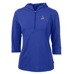 New England Patriots Cutter & Buck Women's Throwback Logo Virtue Eco Pique 3/4 Sleeve Half-Zip Pullover Hoodie - Royal Hoodies