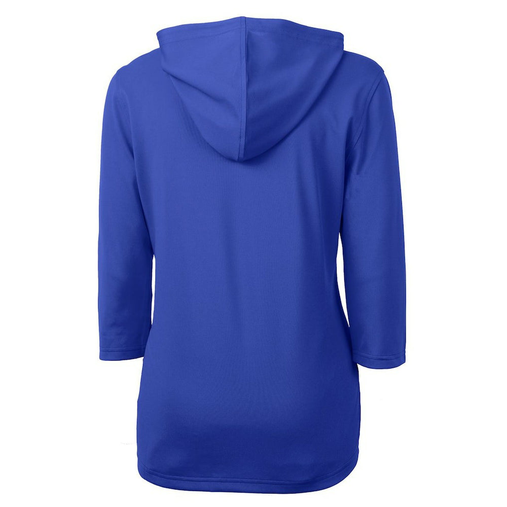 New England Patriots Cutter & Buck Women's Throwback Logo Virtue Eco Pique 3/4 Sleeve Half-Zip Pullover Hoodie - Royal Hoodies