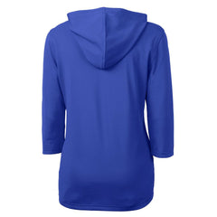 New England Patriots Cutter & Buck Women's Throwback Logo Virtue Eco Pique 3/4 Sleeve Half-Zip Pullover Hoodie - Royal Hoodies