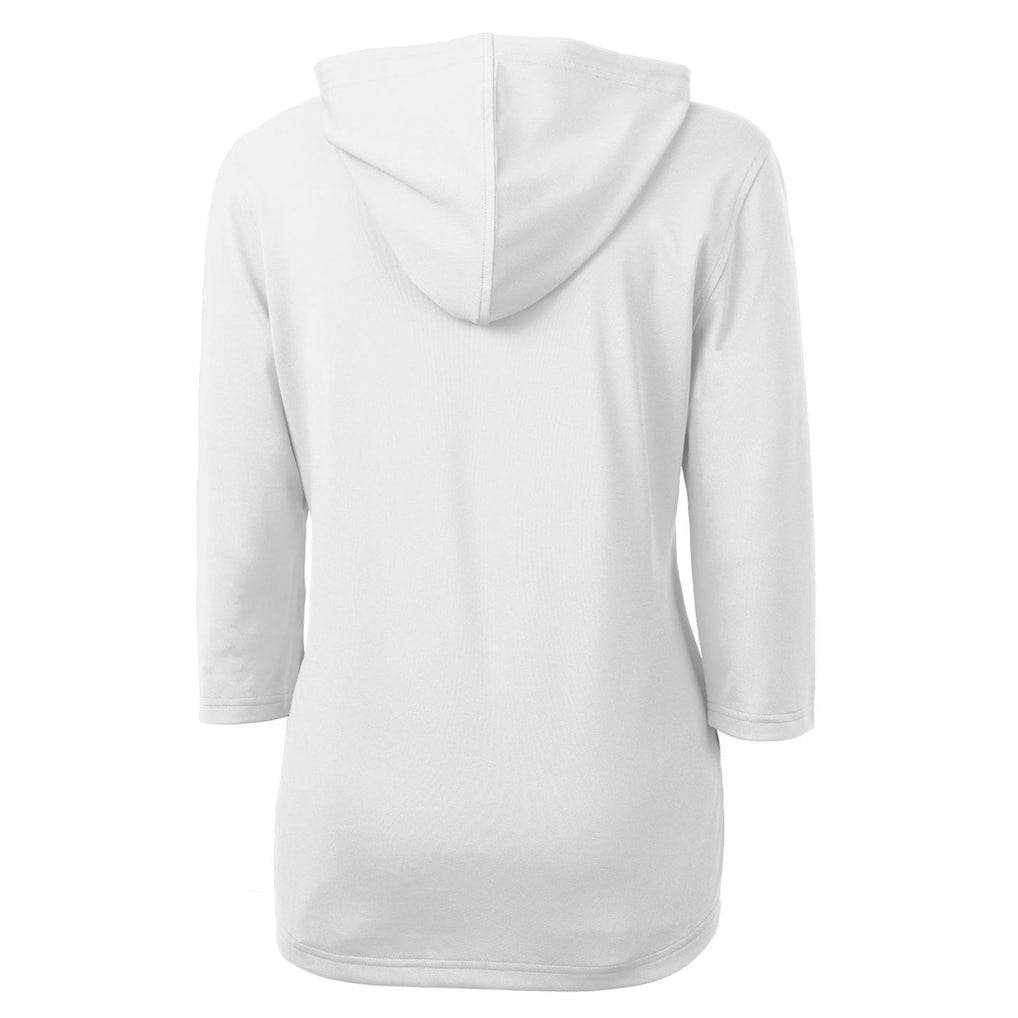Seattle Seahawks Cutter & Buck Women's Throwback Logo Virtue Eco Pique 3/4 Sleeve Half-Zip Pullover Hoodie - White Hoodies