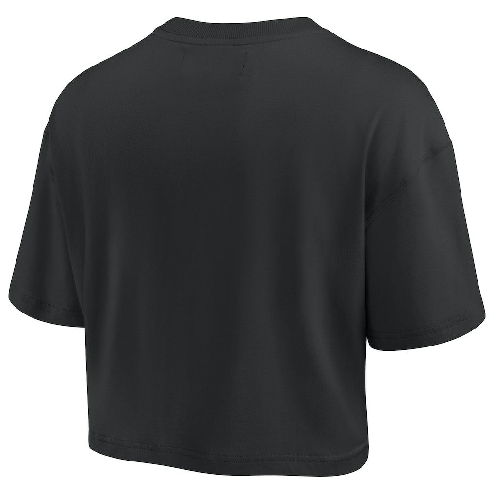 Philadelphia 76ers Women's Elements Super Soft Boxy Cropped T-Shirt Black - Fanatics