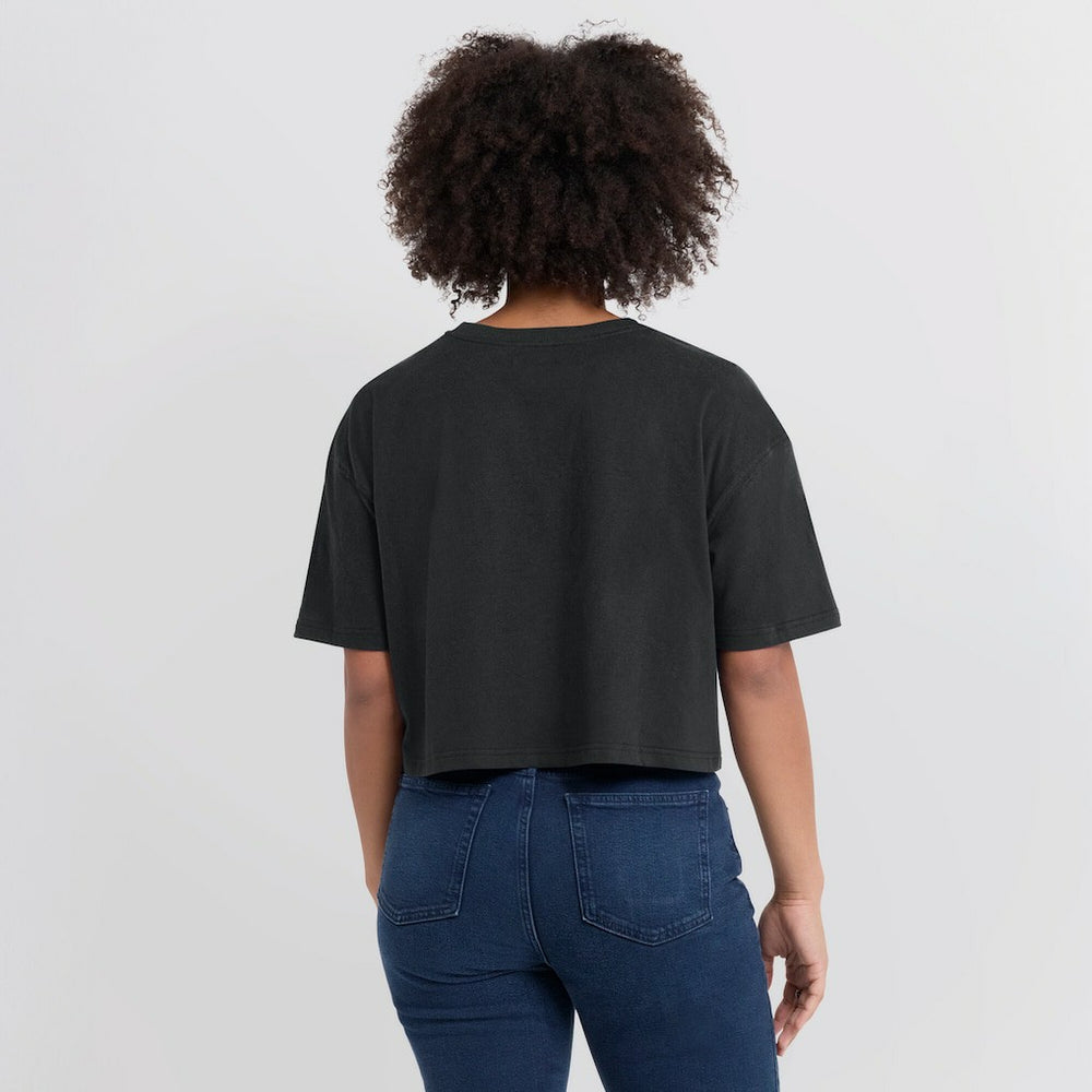Philadelphia 76ers Women's Elements Super Soft Boxy Cropped T-Shirt Black - Fanatics