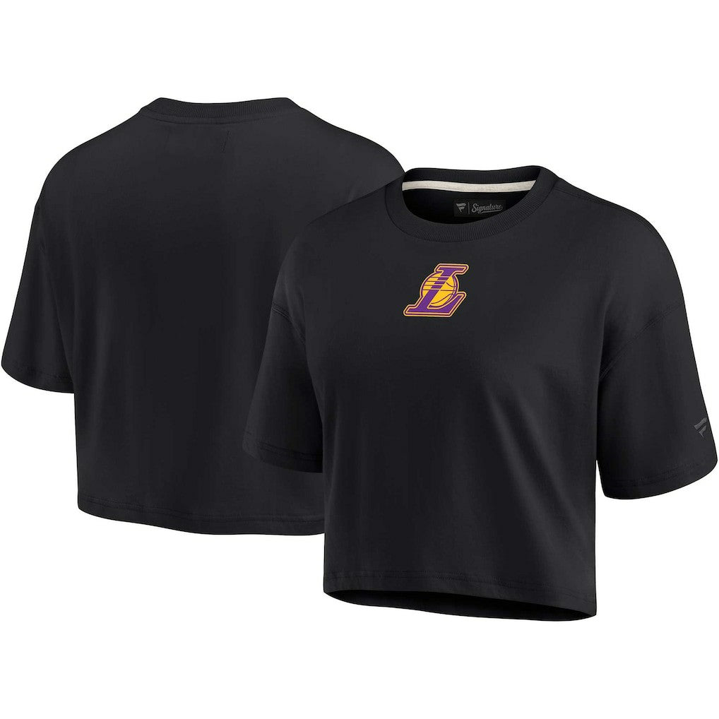 Los Angeles Lakers Women's Elements Super Soft Boxy Cropped T-Shirt Black - Fanatics