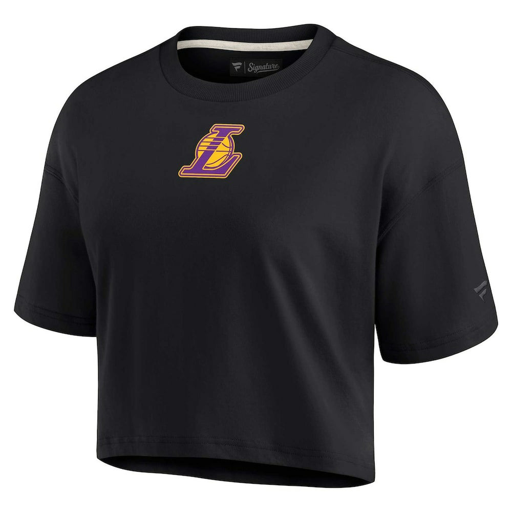 Los Angeles Lakers Women's Elements Super Soft Boxy Cropped T-Shirt Black - Fanatics
