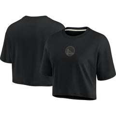 Golden State Warriors Women's Elements Super Soft Boxy Cropped T-Shirt Black - Fanatics outlet