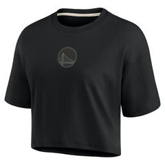 Golden State Warriors Women's Elements Super Soft Boxy Cropped T-Shirt Black - Fanatics outlet