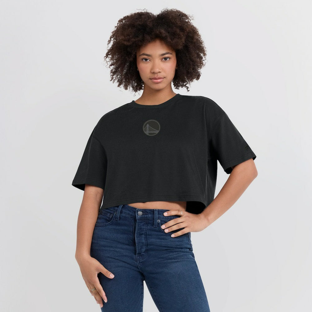 Golden State Warriors Women's Elements Super Soft Boxy Cropped T-Shirt Black - Fanatics outlet