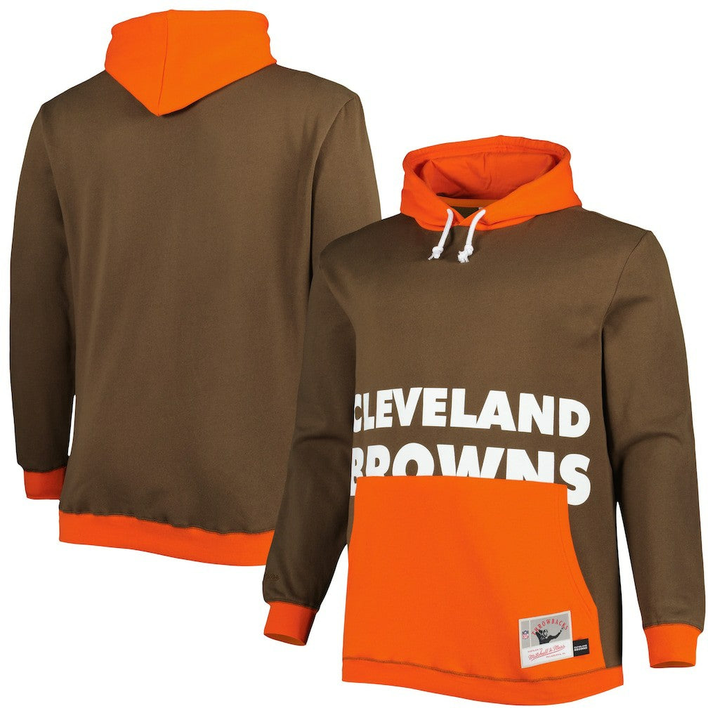 Cleveland Browns Big & Tall Big Face Pullover Hoodie - Brown/Orange Hoodies