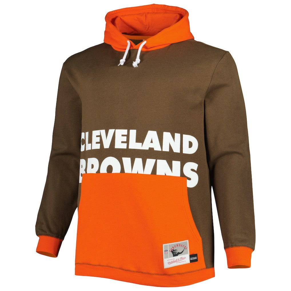 Cleveland Browns Big & Tall Big Face Pullover Hoodie - Brown/Orange Hoodies