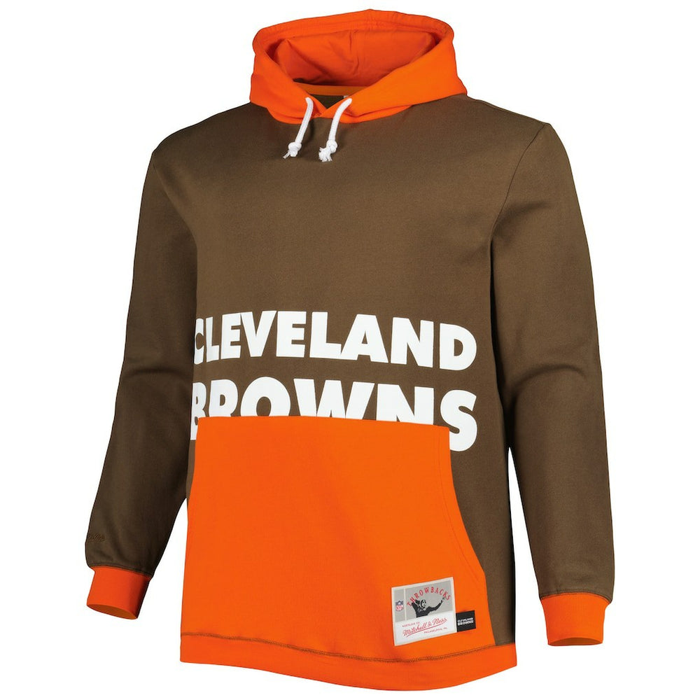 Cleveland Browns Big & Tall Big Face Pullover Hoodie - Brown/Orange Hoodies