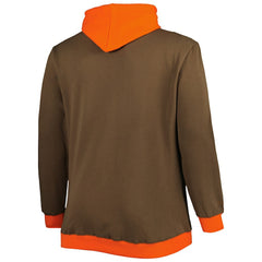 Cleveland Browns Big & Tall Big Face Pullover Hoodie - Brown/Orange Hoodies